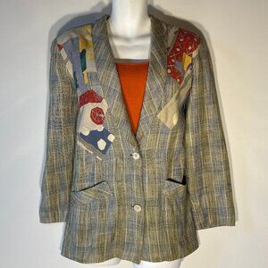 Canvasbacks SZ M Vintage Patchwork longline oversized blazer Artsy 80's Timeless